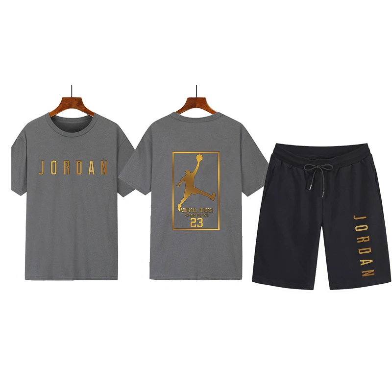 

Hot sale 2021 summer fashion casual brand men's suit track and field sportswear men's sports short-sleeved T-shirt 2-piece set