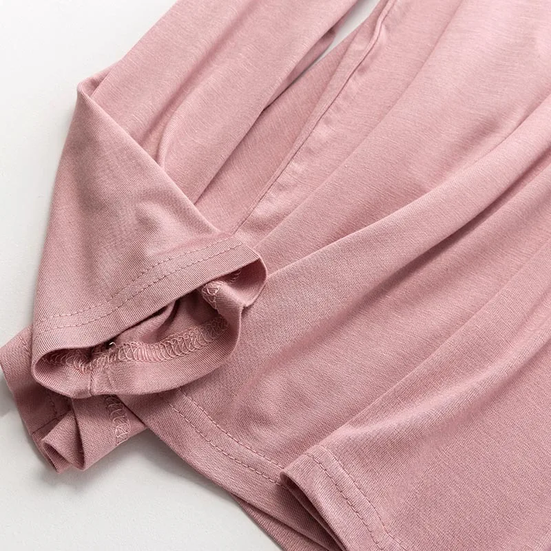 

Ladies Pajamas Women's Top Summer Medium Length Large women's Short Sleeve Top Solid Loose Tracksuit