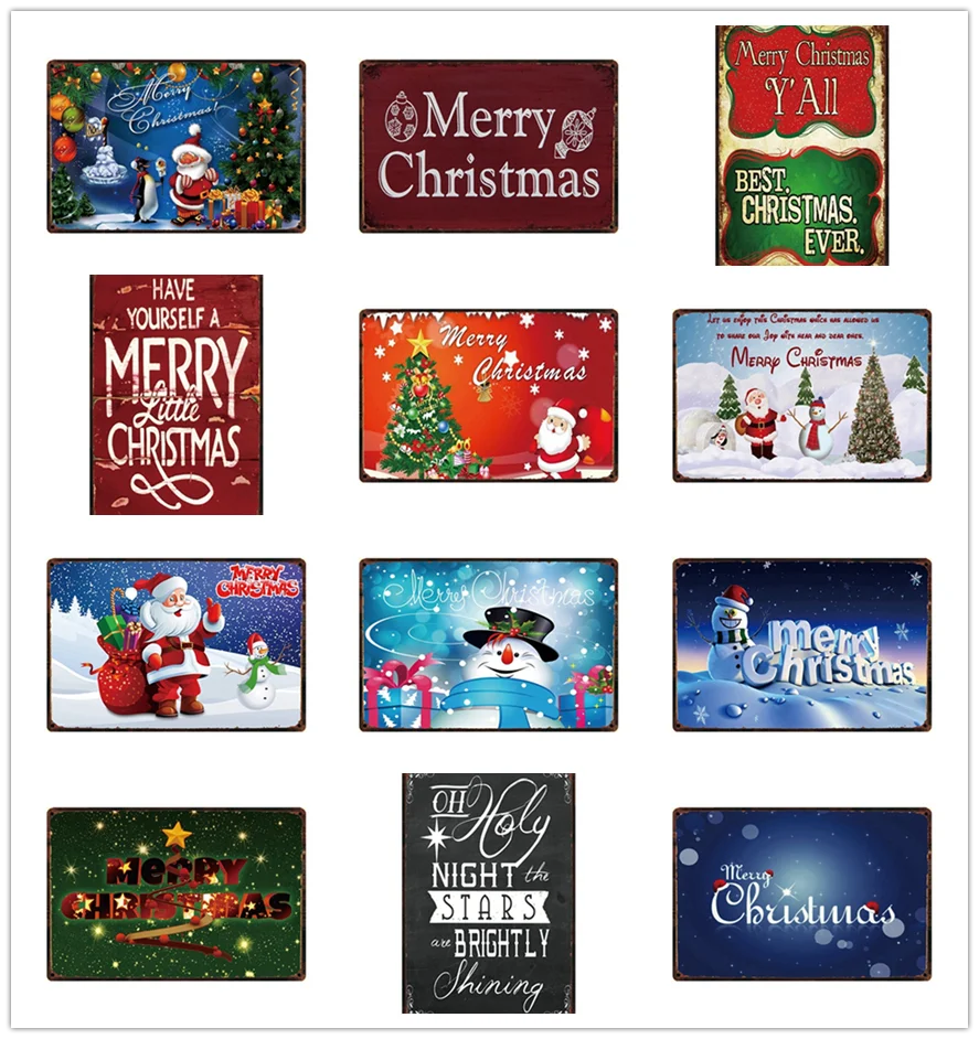 Счастливого Рождества/нового года шикарный металлический знак жестяной постер