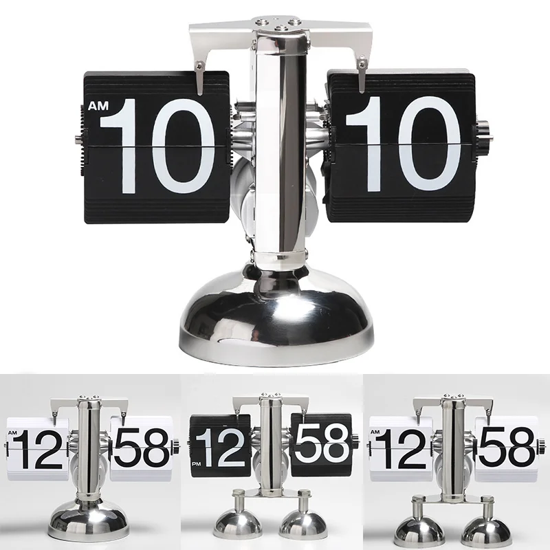 

Flip Clock Retro Scale Digital Stand Auto Flip Desk Table Clock Reloj Mesa Despertador Flip Internal Gear Operated Quartz Clock