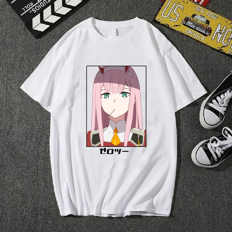 Женская футболка с принтом Darling in the Franxx изображением аниме Harajuku Zero TWO летняя