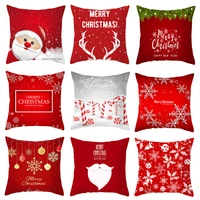 red christmas pillow case snowflake elk pillowcase santa claus cushion cases pillow cover new year xmas 45x45cm cushion covers