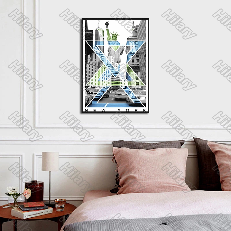 

Poster City architecture statue of liberty Canvas Painting and Prints Wall Art Pictures Decoration for Living Room and Bedroom