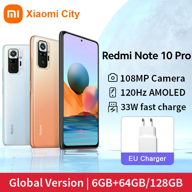 Xiaomi Redmi Примечание 10 Pro 6 ГБ 8 128 108mp quad camera Snapdragon 732G 67 &quot120 Гц активно матричные осид