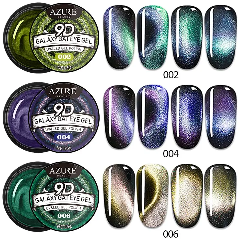 Azure beauty 9D Galaxy Cat Eyes Led гель замачиваемый для дизайна ногтей Магнитный Хамелеон УФ-лак для ногтей набор Полупостоянный магнит светодиодный гель - Цвет: 3PCS SET