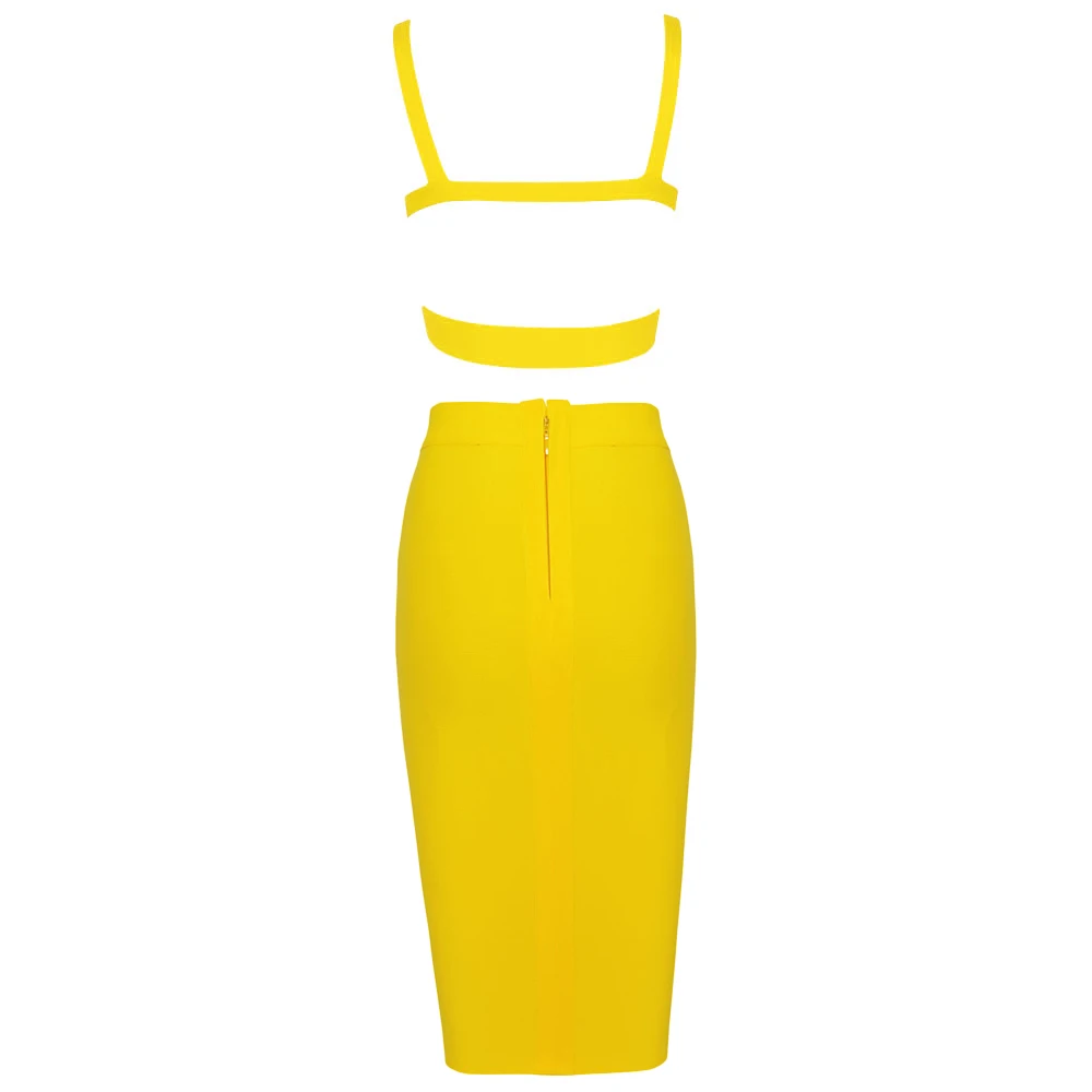 

2020 New Fashion Sexy Women Cut Out Two Piece Set Bodycone Bandage Top and Skirt Club Party Night Suits