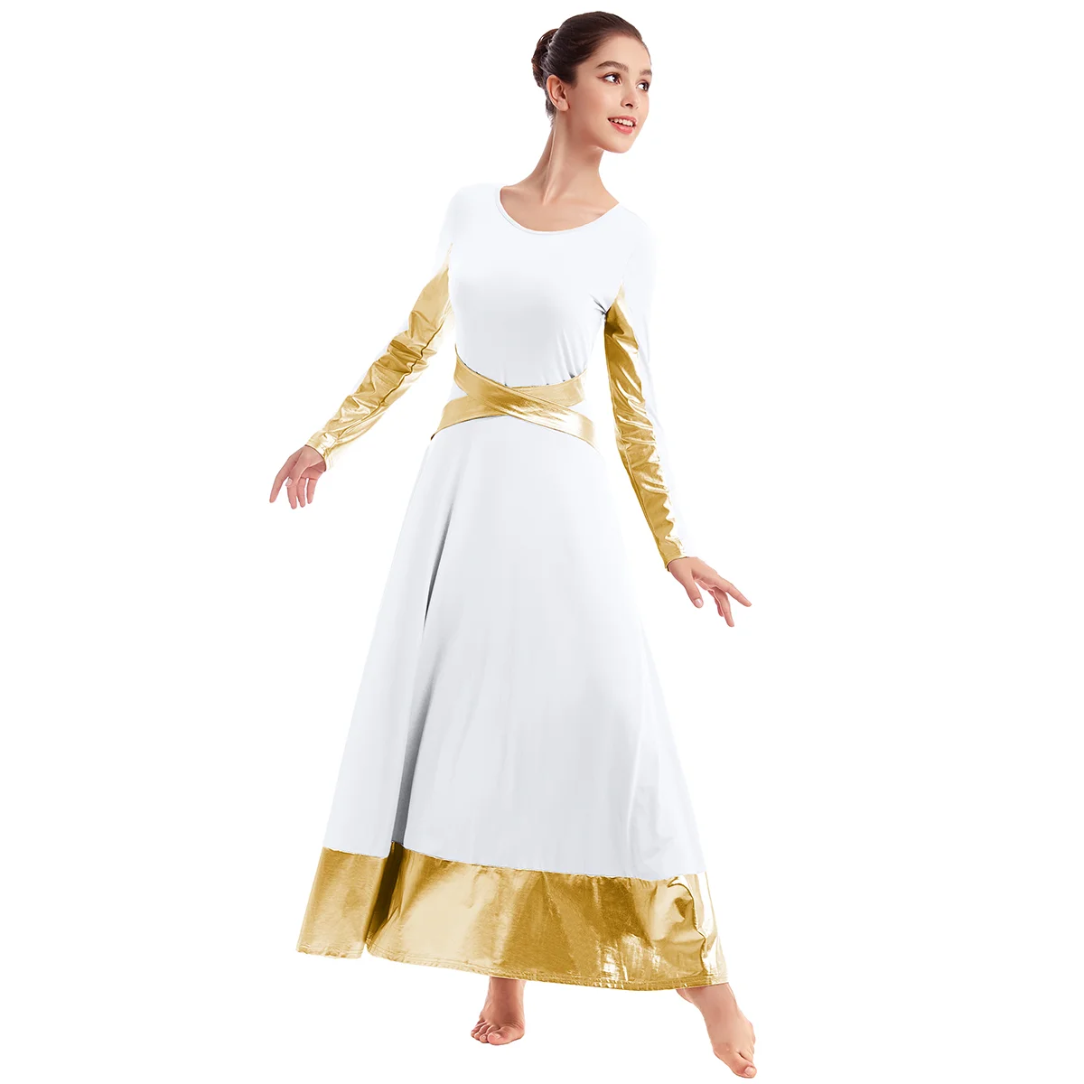 Платье с высокой талией для женщин взрослое Плиссированное длинное платье