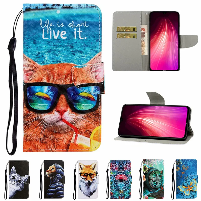 Чехол книжка с изображением животных для Nokia 3 2 кожаный чехол рисунком Карманный