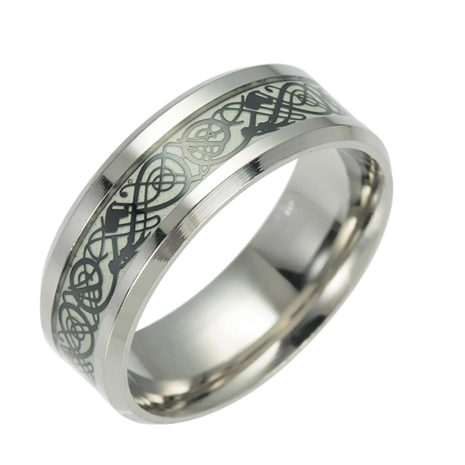 Мужские флуоресцентные кольца черные резные дизайнерские с инкрустацией