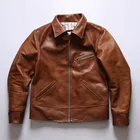 Куртка мужская из натуральной кожи, мотоциклетная теплая верхняя одежда, винтажный пилот, Лошадиная кожа, большие размеры, Осень-зима