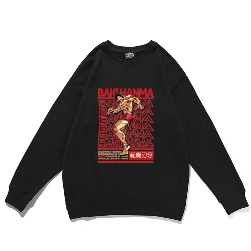 

Пуловер с принтом манги Baki The Grappler для мужчин и женщин, пуловеры Hanma Yujiro, свитшот с длинным рукавом, новая мужская одежда с круглым вырезом