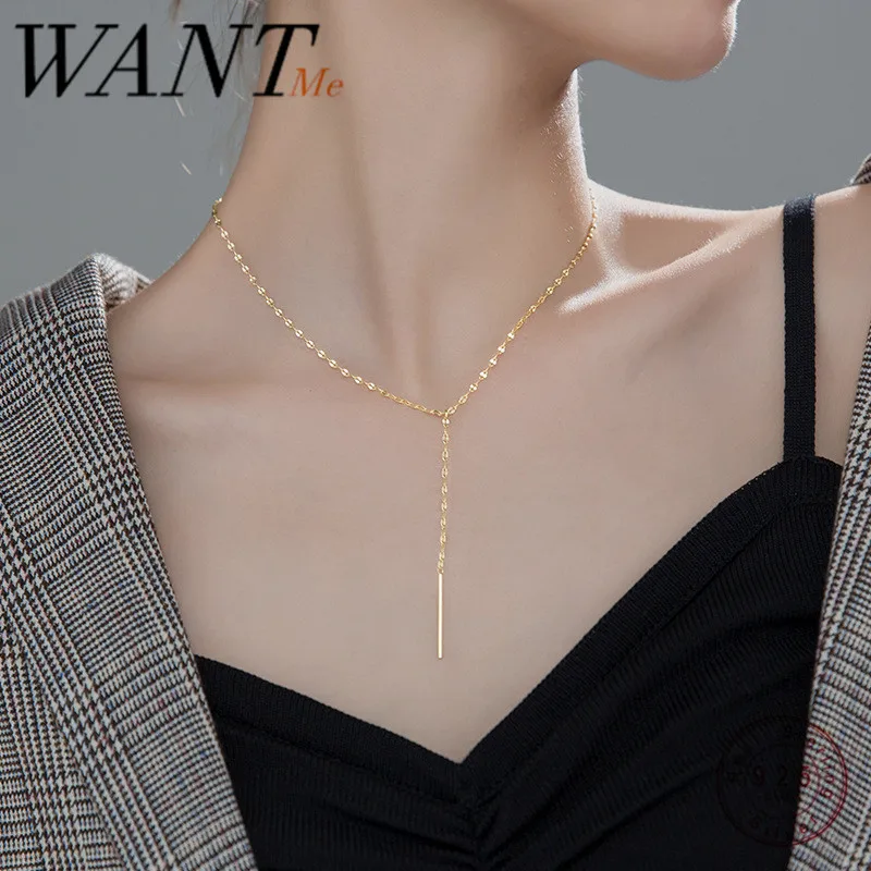 Женское длинное ожерелье в форме V WANTME минималистичное из настоящего