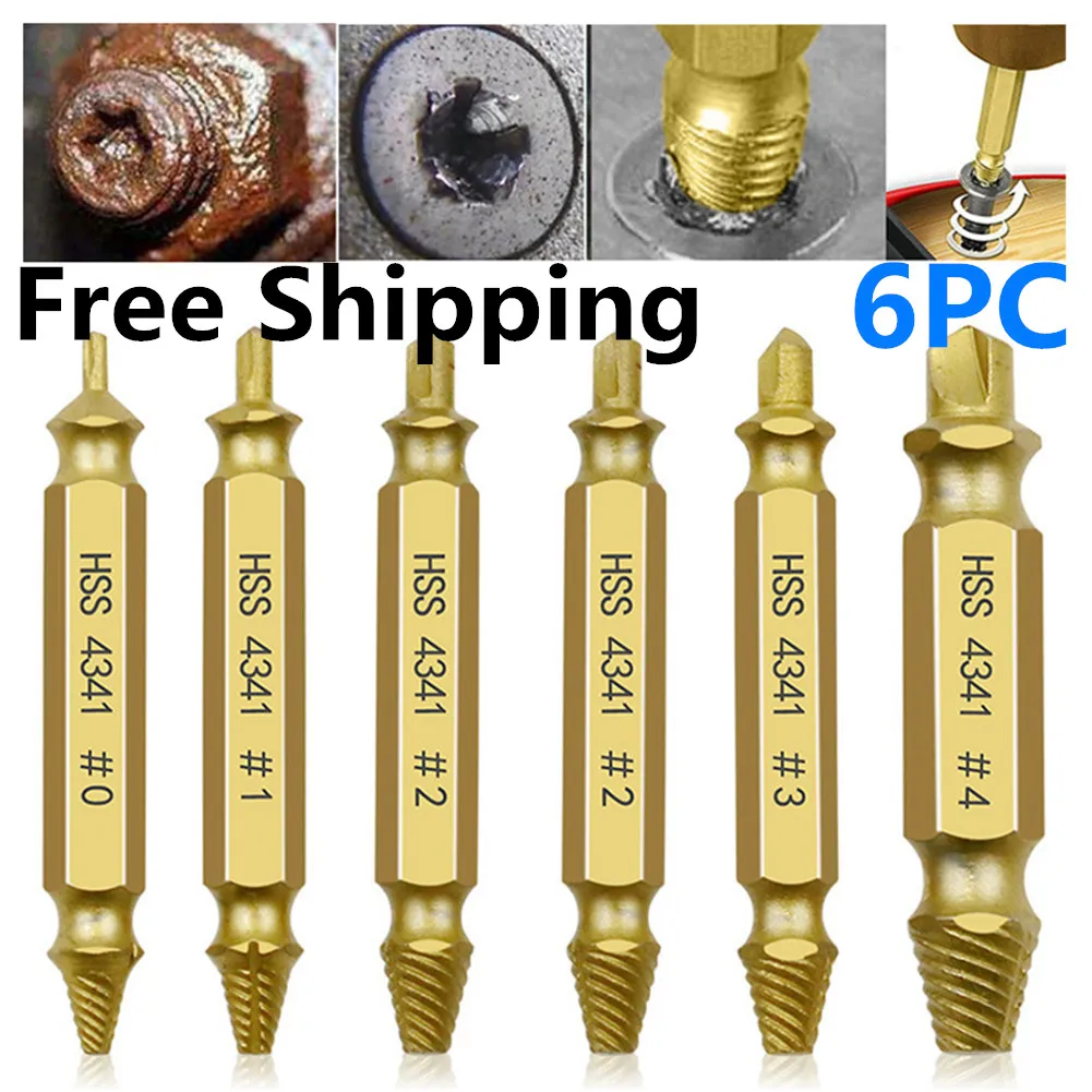 6 Шт сверло Наборы инструментов поврежденный Винт экстрактор двойной боковой