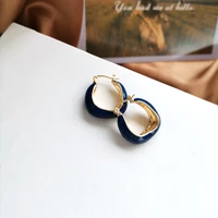 fashion jewelry hoop earrings popular design hot selling metal alloy gold color dark blue women earrings gifts