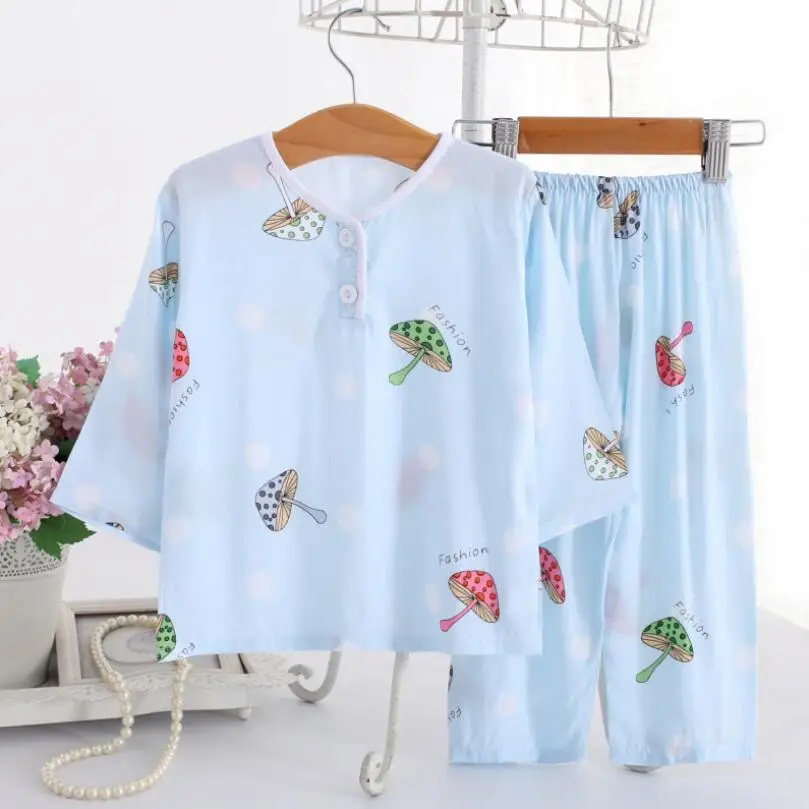 Летняя хлопковая одежда для сна маленьких мальчиков и девочек тонкая удобная