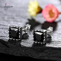 925 sterling silver square 55mm black zircon stud earrings fine jewelry for women fashion vintage design ear jewelry gifts