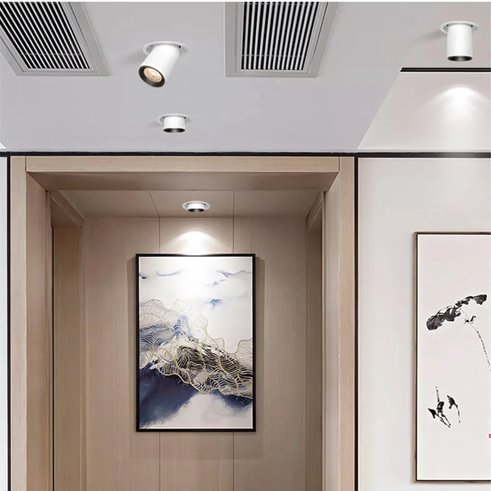 DBF-Foco de techo LED redondo para cocina y sala de estar foco de techo de luz LED de 2020 grados, ajustable, COB, empotrable, 7W, 10W, 12W