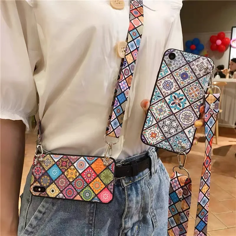 

Case Crossbody Lanyard Vintage Soft Back Cover for Huawei p20 p30 p40 nova 4 5i 6 7 8se pro lite mate 10 20 30 40pro case coque