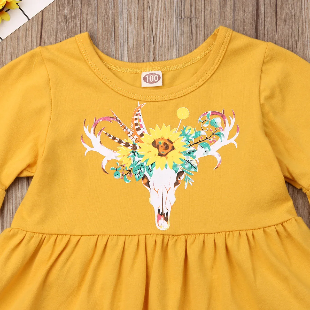 2-7T Kids Baby Girls Flare Sleeve Flower print Top Dress + Long Pants Leggings Outfits 2PCS Set Summer Clothes | Детская одежда и