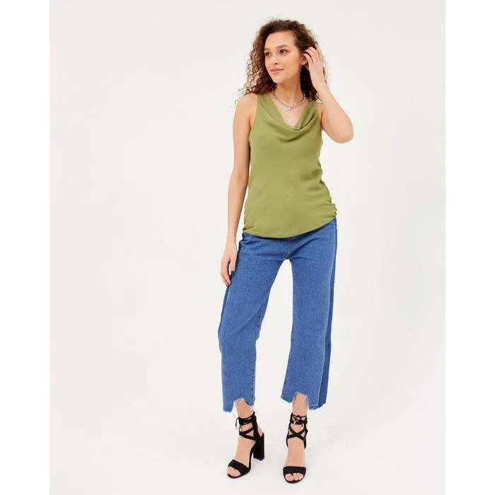 Women's top MINAKU: Silk Pleasure color olive Clothing for women woman quality Tanks Camis Tops Tees s |