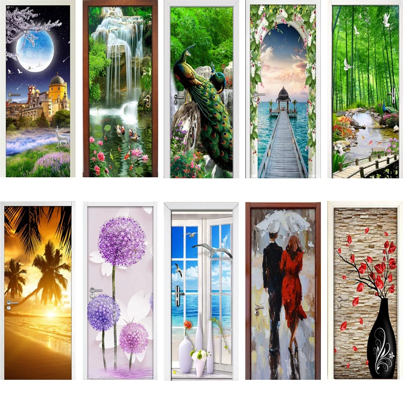 3D наклейка на дверь Настенная Наклейка Настенные обои самоклеящиеся наклейки