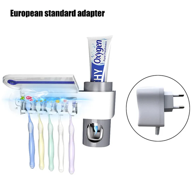 

110V/220V Antibacteria Ultraviolet Toothbrush Holder Sterilizer Automatic Toothpaste Dispenser Squeezer Bathroom Accessories Set