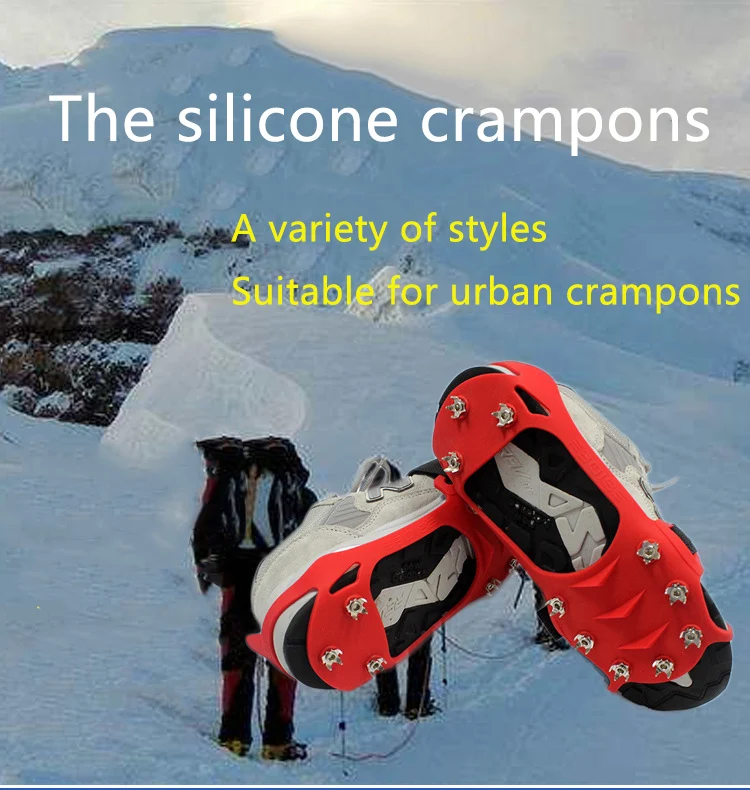 

Outdoor Climbing Ice Floes Gripper 10 Nails, Snow Crampons Strap Climbing Cleats Spikes Non Slip Boots Silicone Ice Stud Shoes