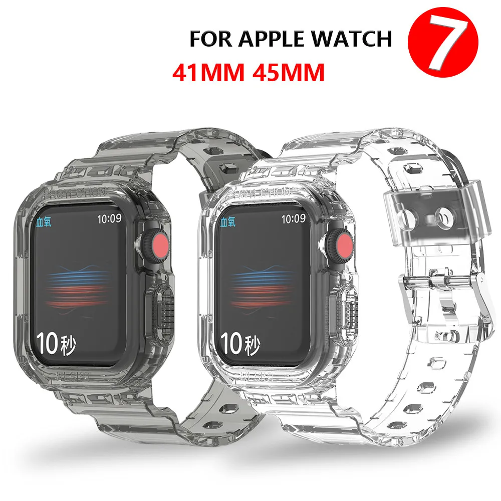 Ремешок силиконовый прозрачный для Apple Watch 7 4 3Band Series 41 мм 45 | Наручные часы