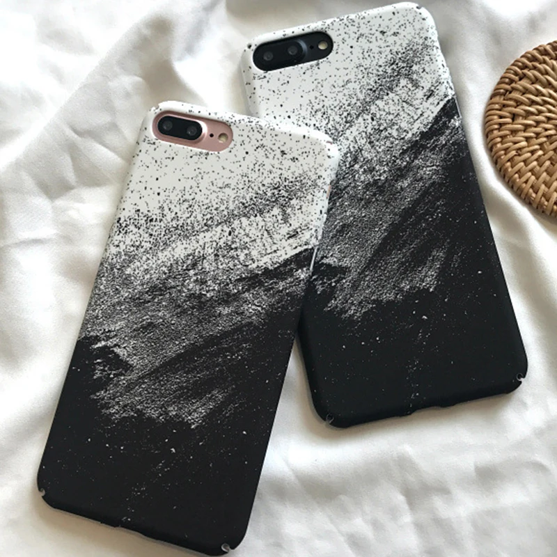 Simple Painting Scrub White Phone Case for iPhone 6 6s 7 8 Plus X Xs XR Max Hard PC Back Cover |