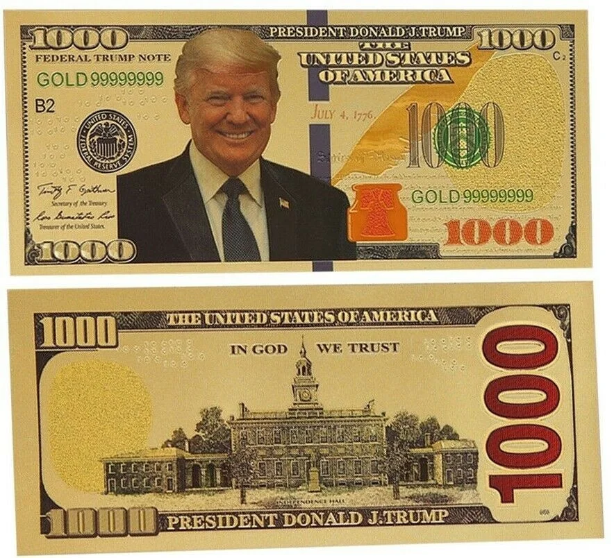 

1pcs Anniversary Keep America Great! Trump 1000 Replica Dollars Copy TRUMP $1000 Dollar Bill Republican Collection