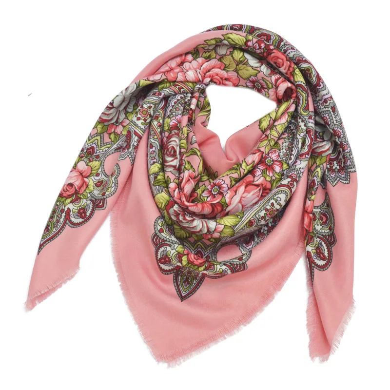 

Russian square scarf ethnic style printed female autumn and winter cotton scarf ladies wrap head shawls and wraps women foulard