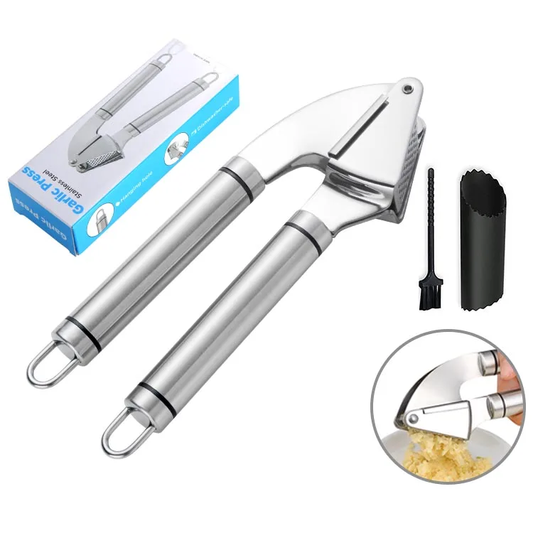 

Garlic Press Stainless Steel 304 Uniform Mesh Frosted Non-slip Handle Mirror Polishing Kitchen Tool