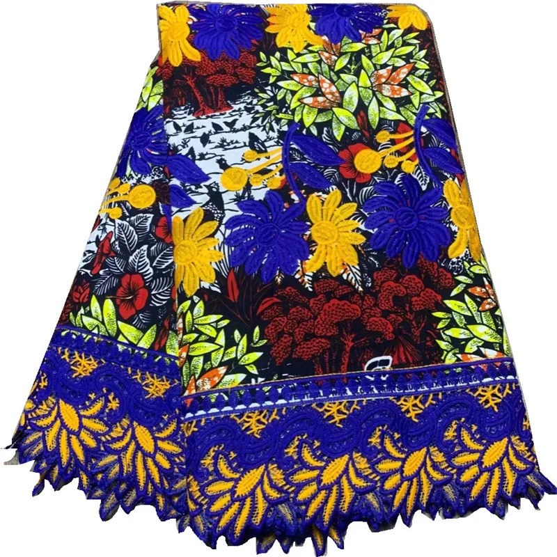 Tissu African Wax Lace 2022 Embroidery 100% Cotton Ankara Prints Batik Fabric For Sewing Dress Craft Material Ghana Loincloth T6