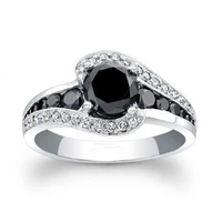 fashion black and white sapphire women wedding engagement natular gemstone jewelry ring size4 10