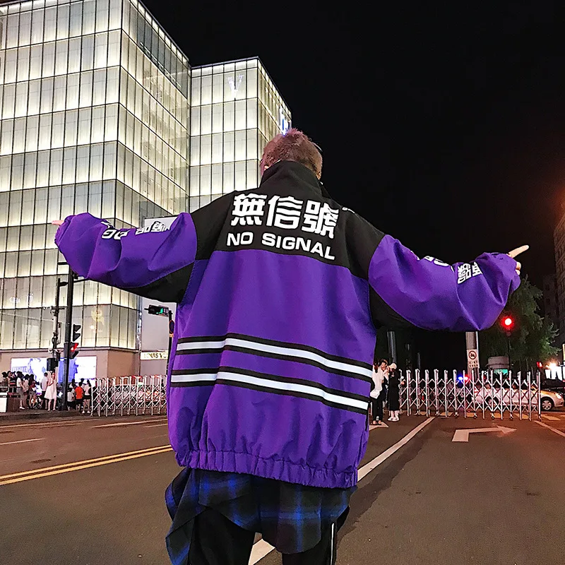 

Chinese alphabet NO SIGNAL fidgety Reflective Jacket Men Spring and Autumn Casual Windbreaker Hip Hop Outerwear & Coats Classic