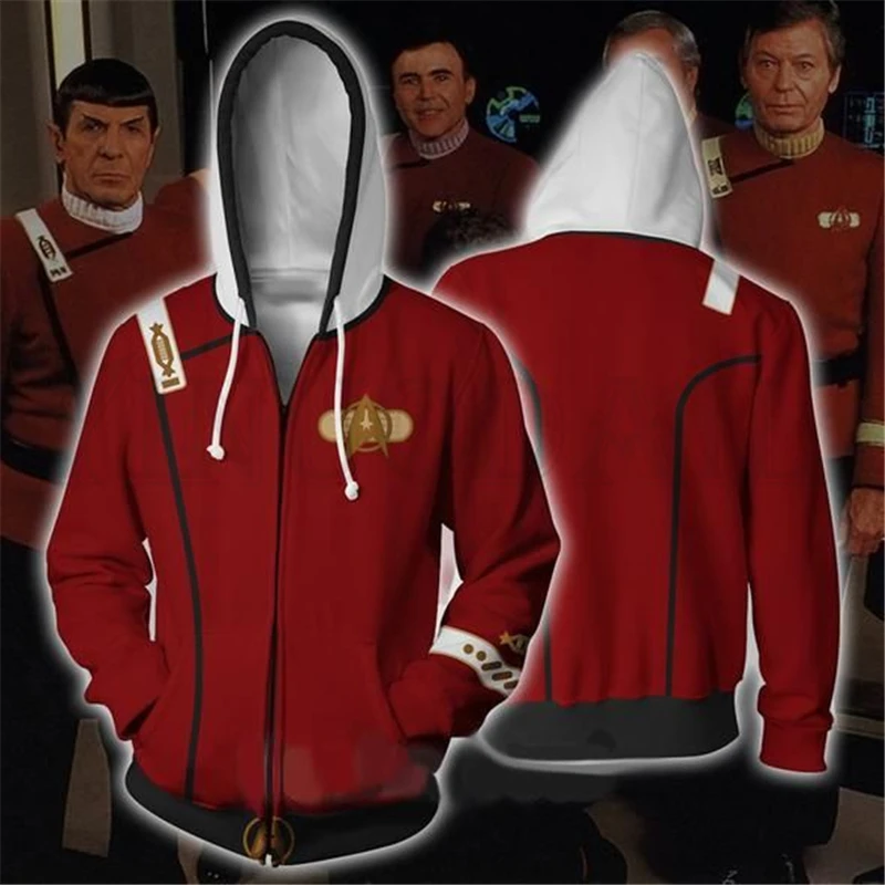 Хаки Звездное открытие Косплей молния толстовки Вселенная Trek пальто куртка унисекс Толстовка - Цвет: Хаки