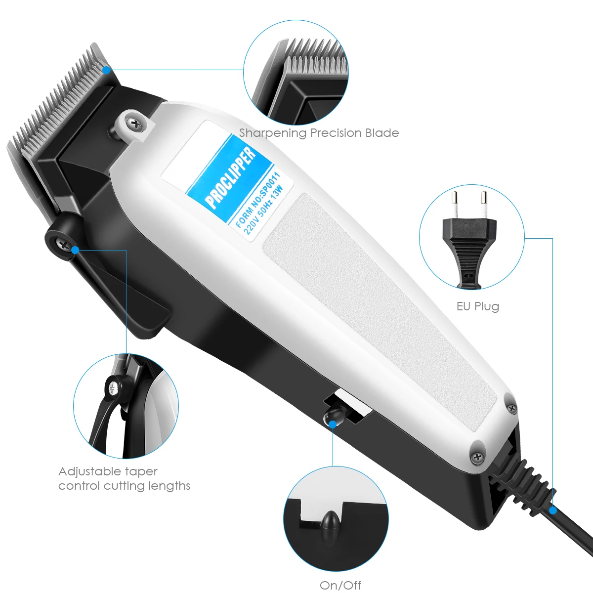 Машинка для стрижки волос 14 Вт с 4 направляющими европейская вилка | Красота и