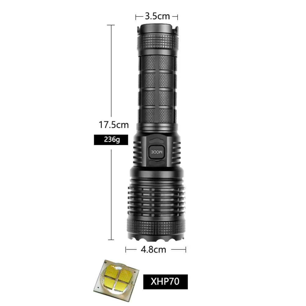 

Handheld Spotlight Lantern Flashlight 1500LM Waterproof XHP 70 LED Flashlights 5 Modes Outdoor Camp Hiking Zoom Torch