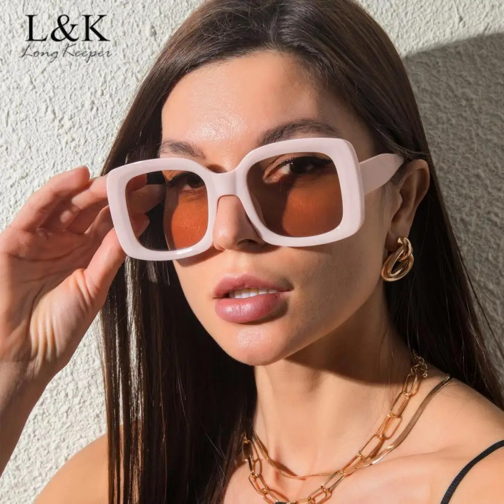 

Brand Designer Oversized Square Sunglasses Women Fashion Big Frame Sun Glasses Female UV400 Pink Eyewear Men Retro Shades