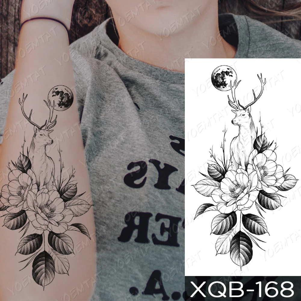 

Waterproof Temporary Tattoo Sticker Rose Peony Daisy Flowers Flash Tattoos Simple Lines Body Art Arm Fake Sleeve Tatoo Women Men