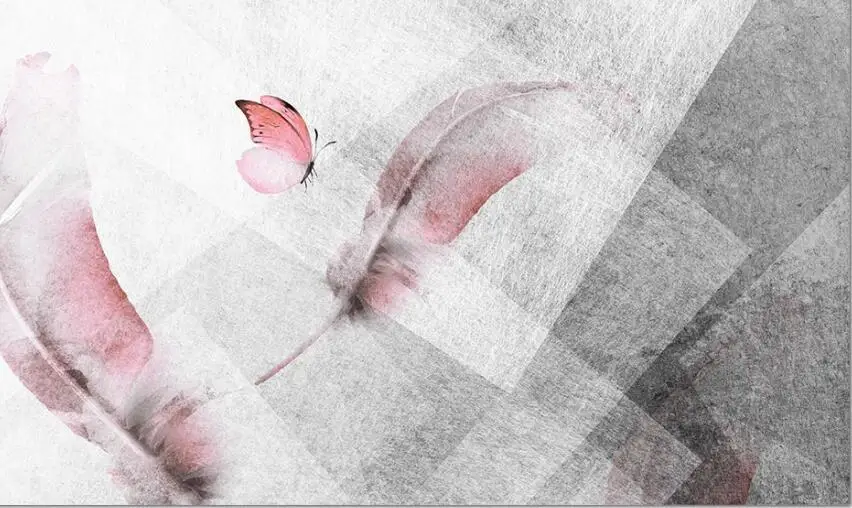 Papel де parede полигональные акварельные перья бабочки 3d обои росписи гостиная ТВ