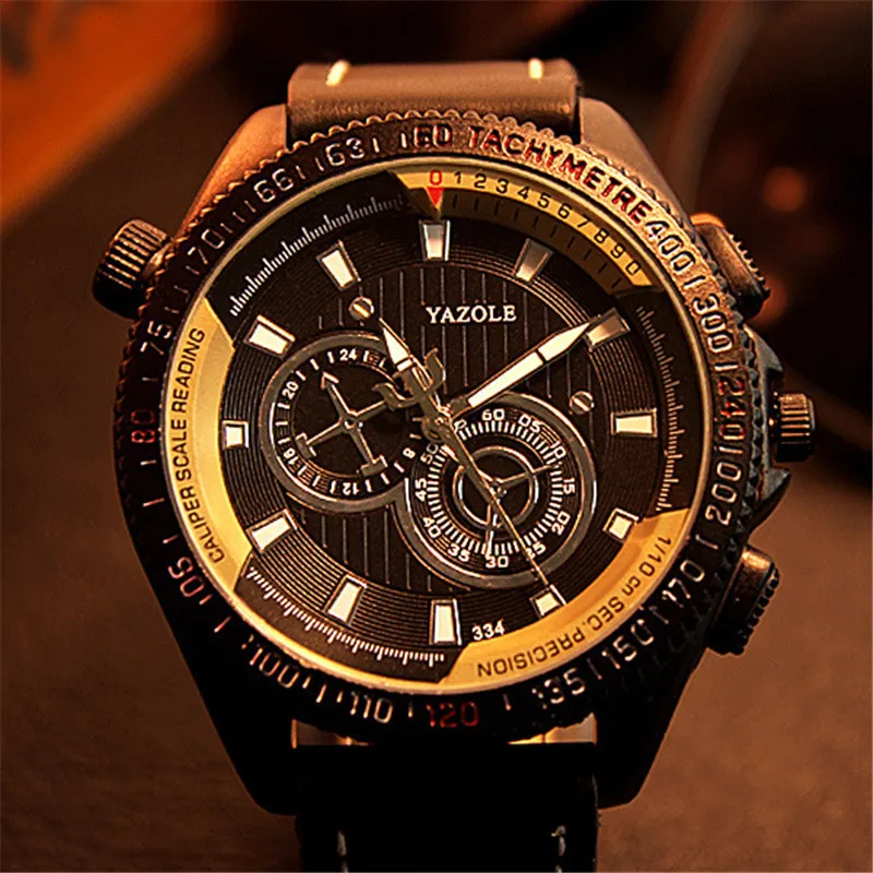 YAZOLE brand fashion trend men's quartz watch Outdoor sports Middle school watch strap personality large dial