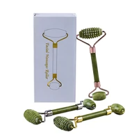 green jade face roller with microneedles gift box sets helu jade stone boby massager anti cellulite beauty skin health care tool