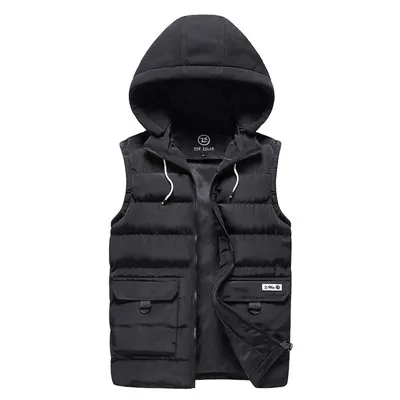 HQ9910-Black Мужская плюс размер 4XL Жилетка куртки Повседневная зимняя куртка без рукавов Мужская s с капюшоном Толстая теплая парка куртка Мужские толстовки жилет - Цвет: HQ9910-Black