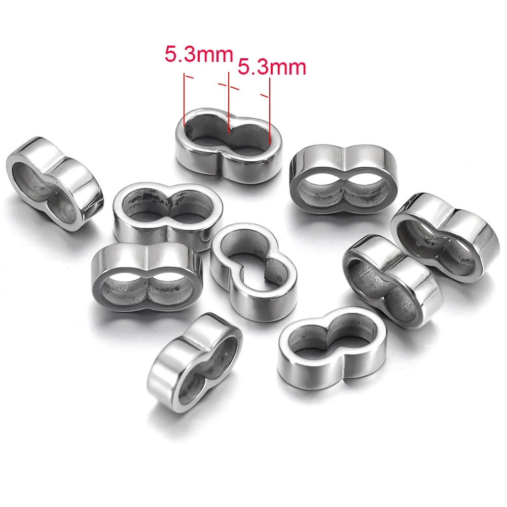 Hole 5mm Кожаный шнур, бусины с двойным отверстием, 4 мм, для изготовления браслетов, ювелирных изделий, 316L, титан, нержавеющая сталь, полированная, аксессуары, бусина-разделитель - Цвет: Hole 5mm
