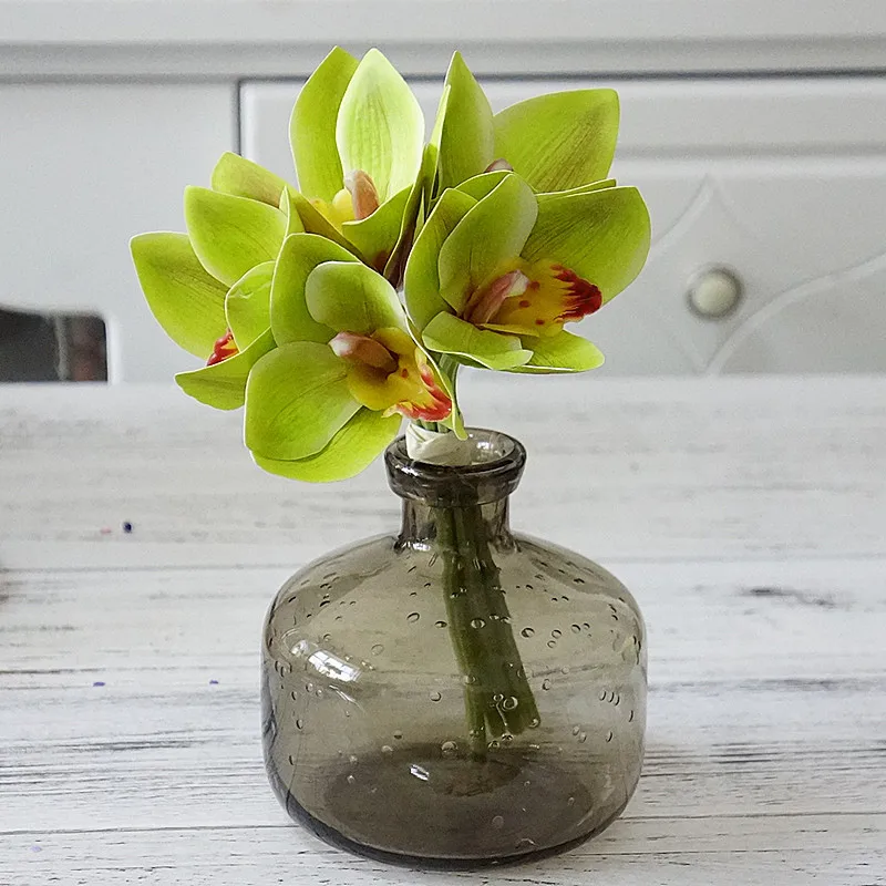 Шелковая бабочка Орхидея Feel 5 голов пленки cymbidium имитация цветов свадебное