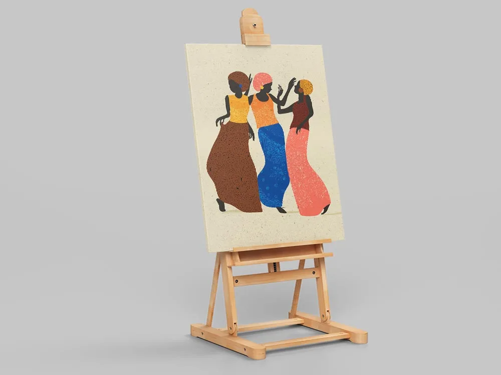 Африканские танцевальные женщины Минималистичная этно-настенная