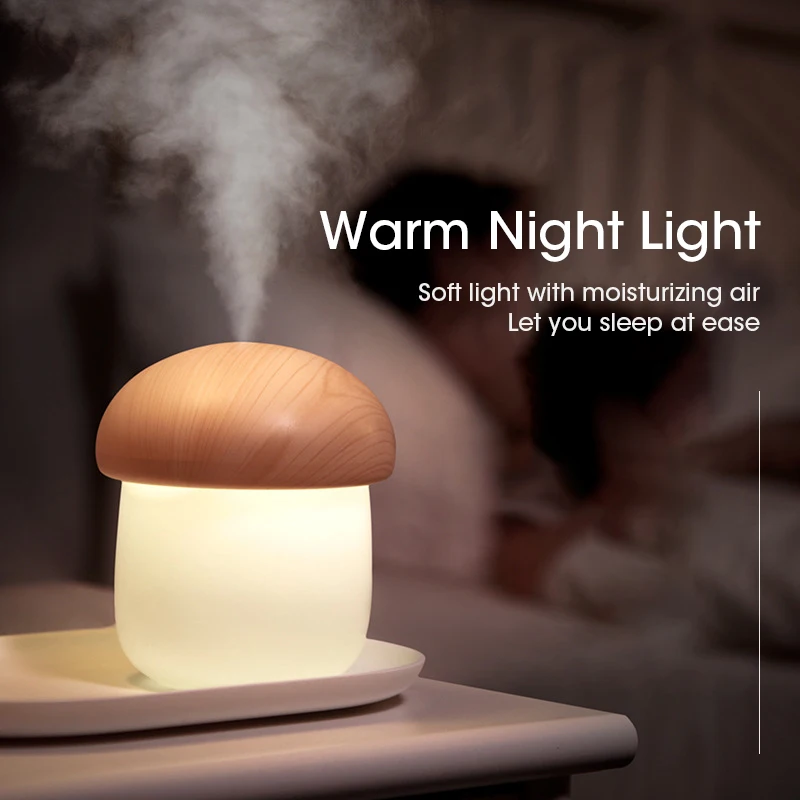 

Mini Humidifier Aroma Diffuser for Home Baby Car Air Humidifier 250ml Cute Mushroom Mist with Night Lights home appliance