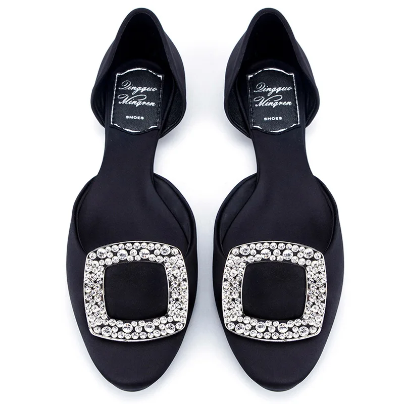 Женские туфли с квадратной пряжкой однотонные на плоской подошве повседневные