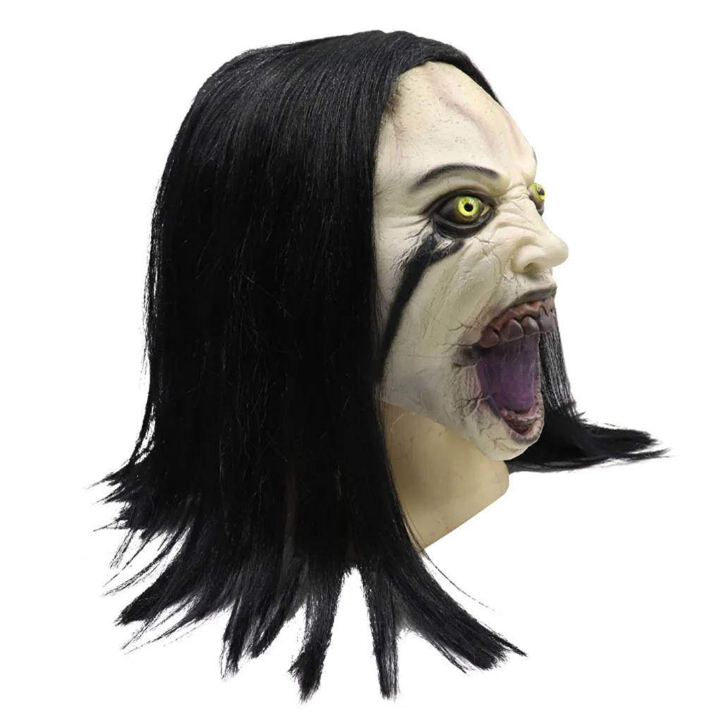 Маска на Хэллоуин 2019 латексный реалистичный парик женский стиль призрака маска